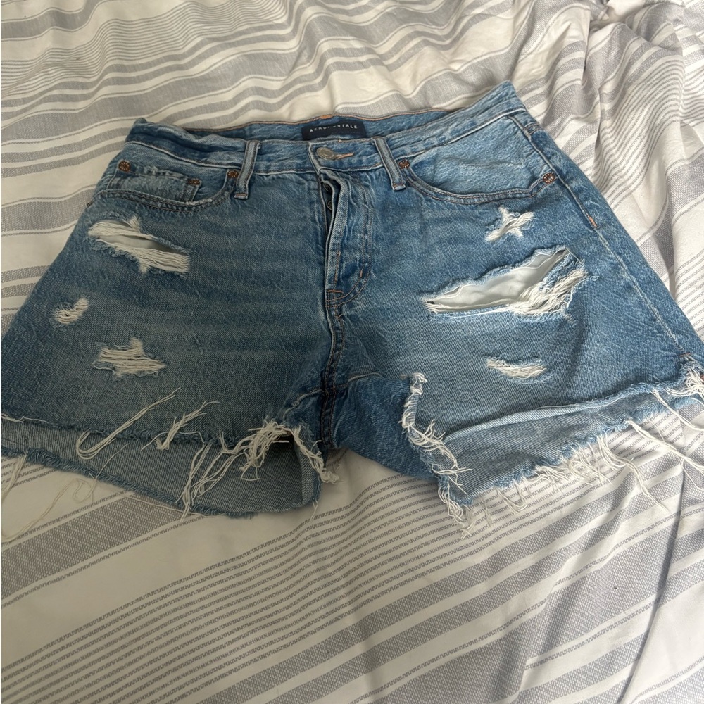 Aeropostale Blue Distressed Jean Shorts